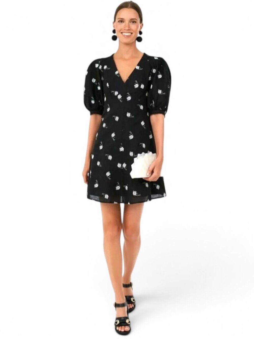 Tuckernuck Serena Black Baby's Breath Embroidered Linen Blend Dress NWT New XXL